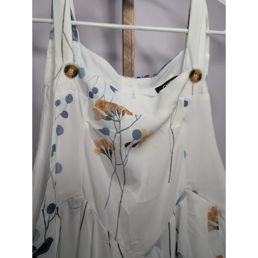 Chicme Art To Wear White Floral Wide Leg  Jumpsuit‎ Women's Small